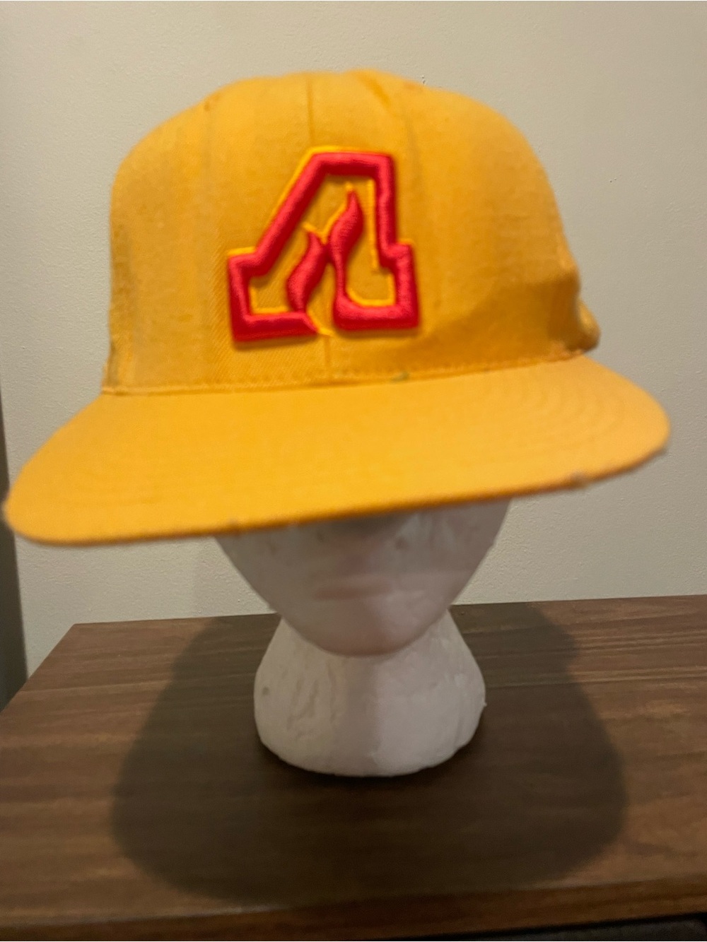 Mitchell & Ness Yellow Snapback Hat with Red Embroidered Logo